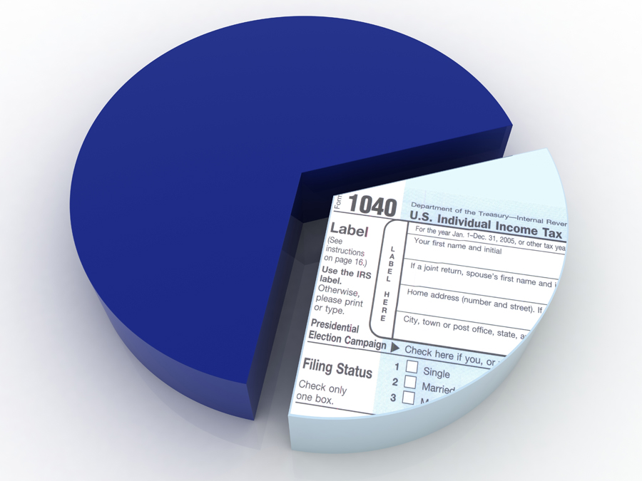Pie Chart with 1/3 a 1040 tax form