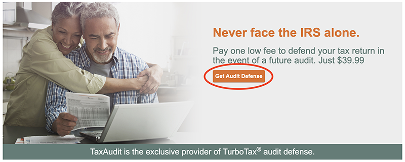 TurboTax Audit Defense - Get Audit Defense Button