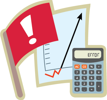 Red Flag, Income Graph, Calculator