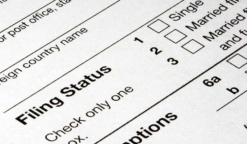 tax document showing filing status options