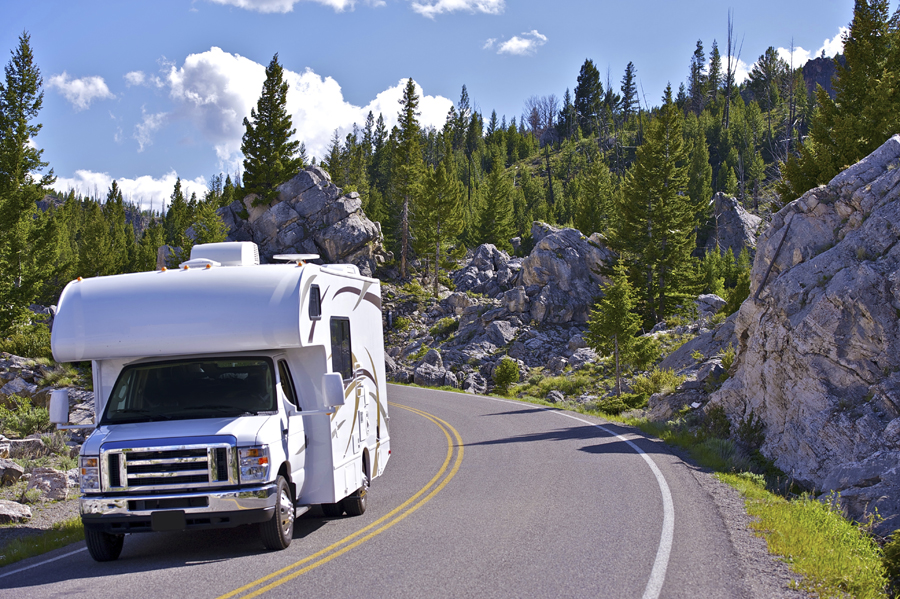 RV driving on the road