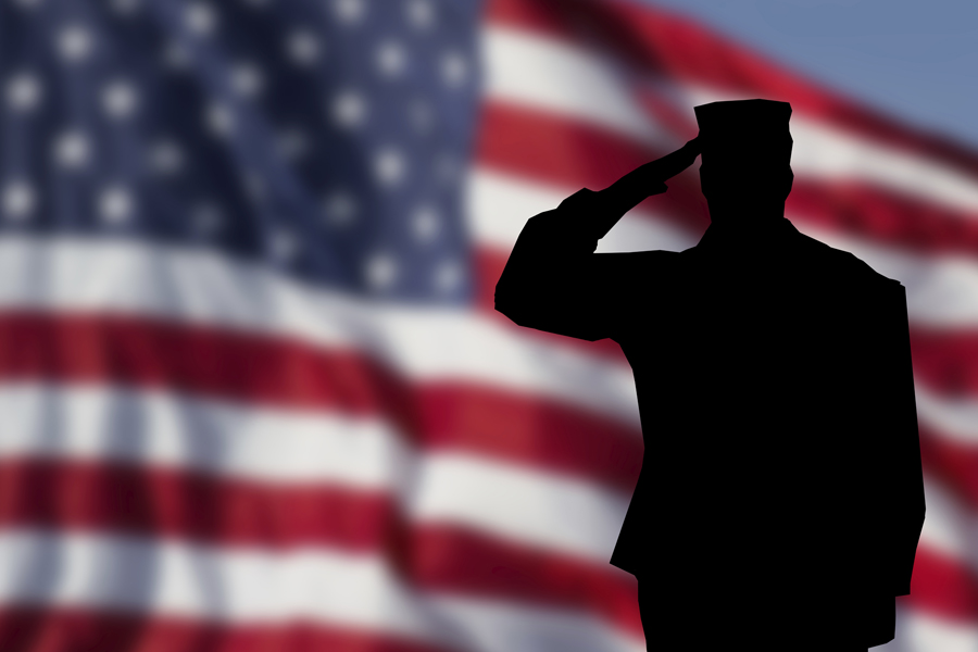 Soldier Saluting the American Flag