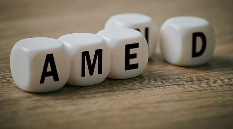 Amend spelled out with white blocks