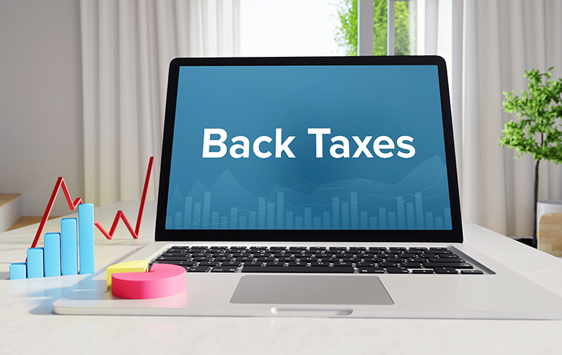 Back Taxes written on a computer screen