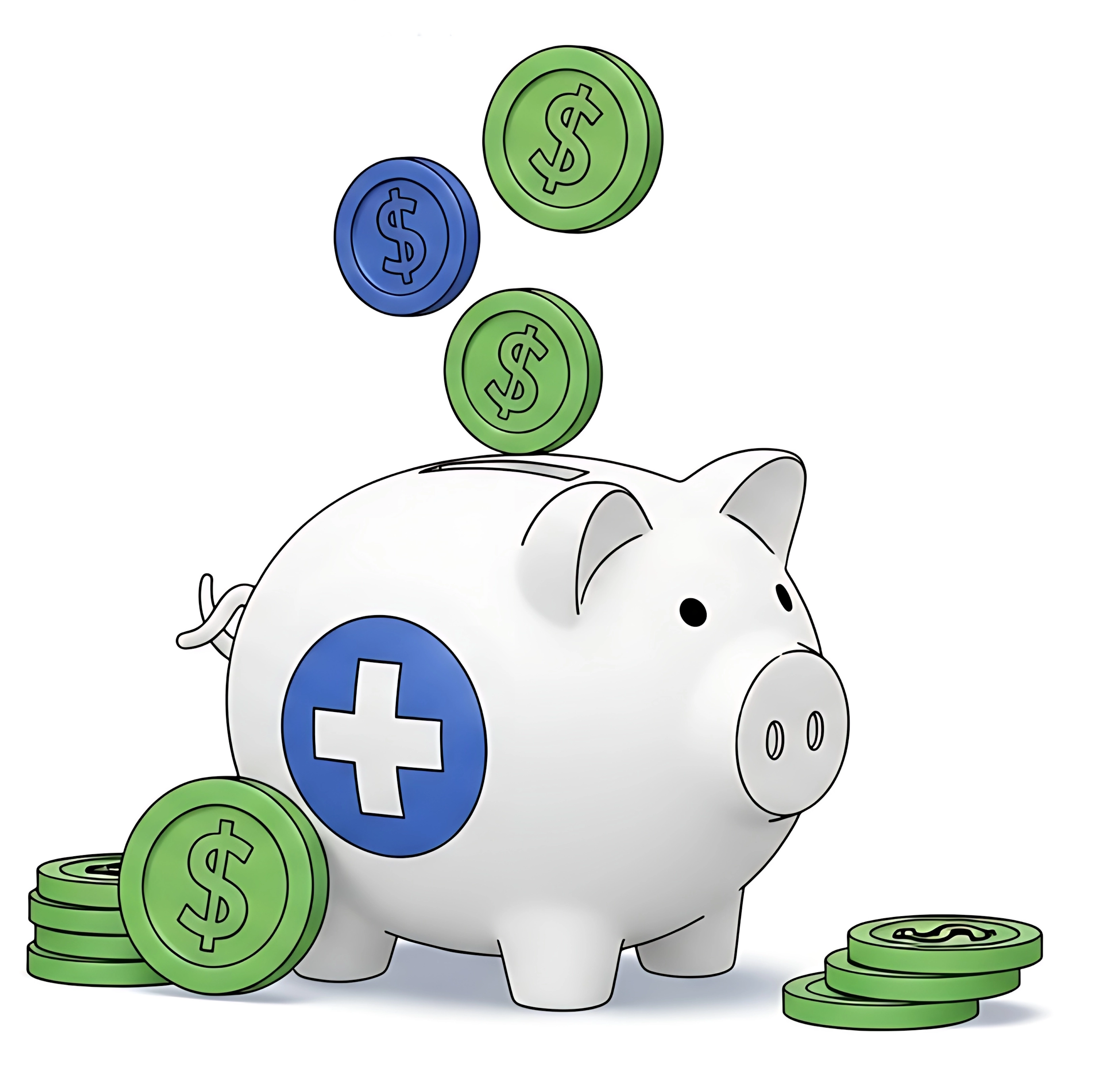 money falling into a medical piggy bank
