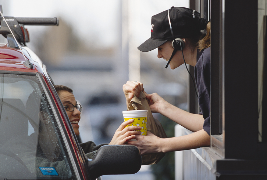 Person receiving fast food