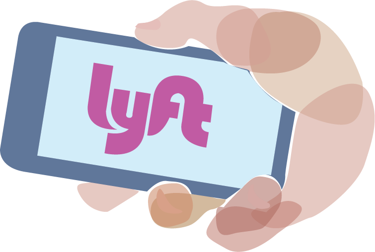 Cell phone with Lyft on it