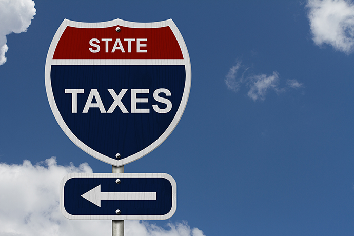State tax road sign