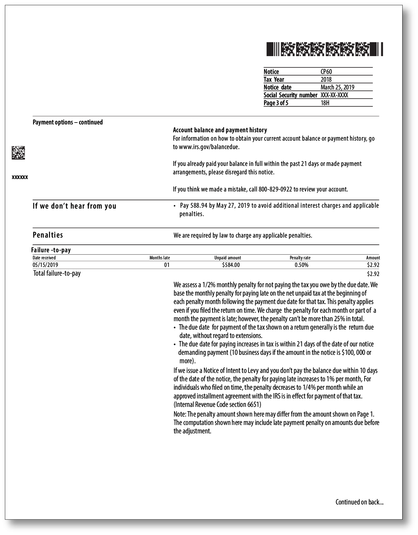 IRS Audit Letter CP60 – Sample 1