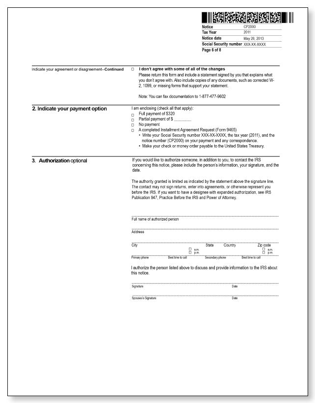 IRS Audit Letter CP2000 – Sample 1 