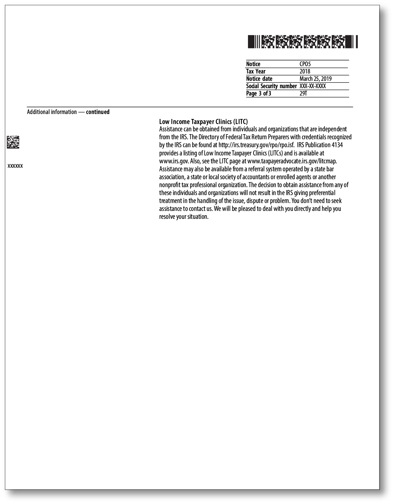 IRS Audit Letter CP05 – Sample 1