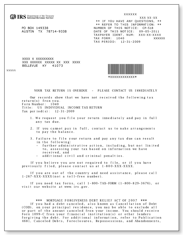 Irs Audit Letter Cp518 Sample 1