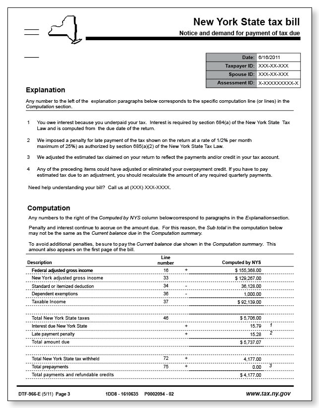 New York State Tax Bill – Sample 2 