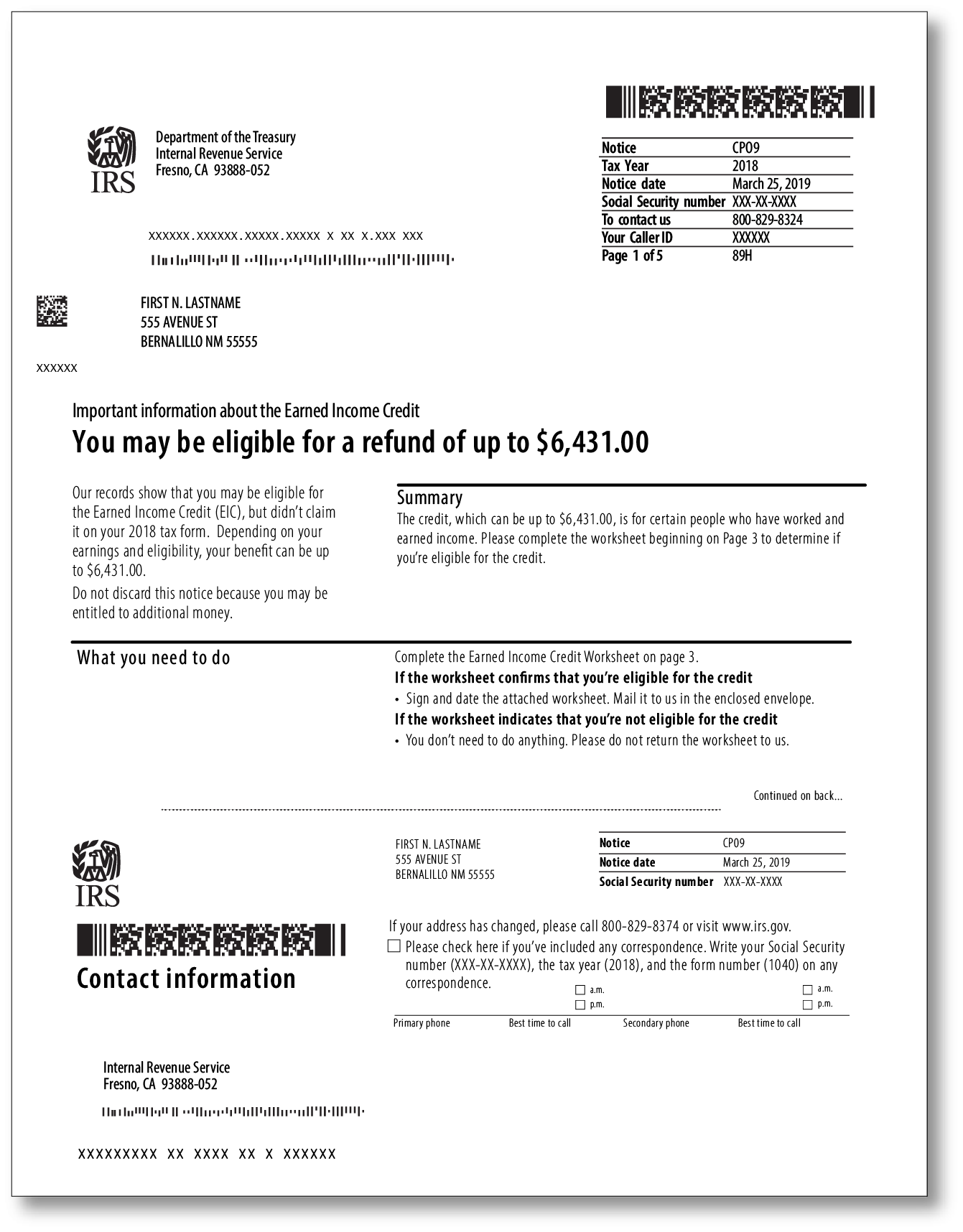 IRS Audit Letter CP144 – Sample 14