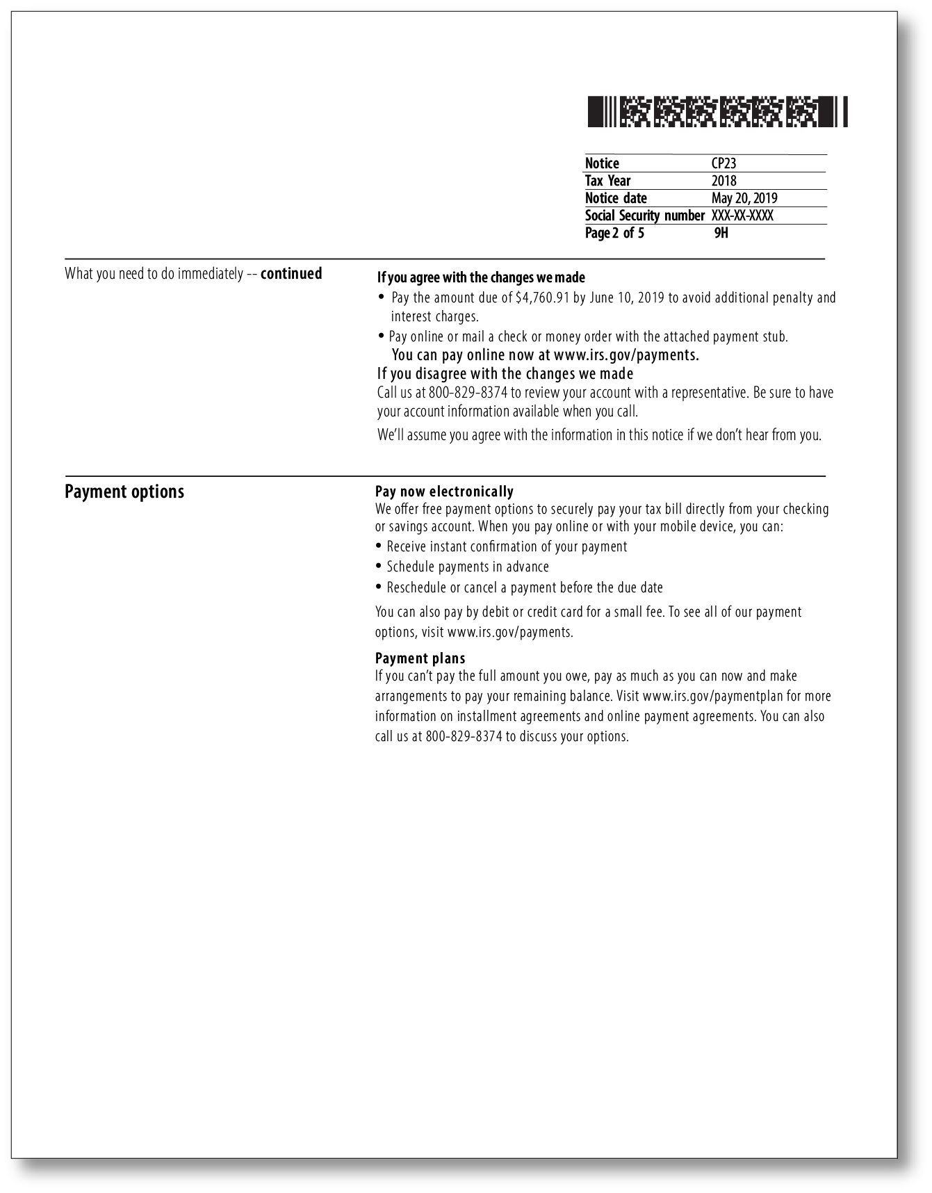 IRS Audit Letter CP23 – Sample 1