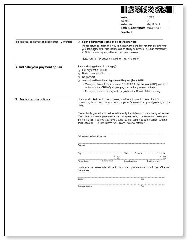 IRS Audit Letter CP2000 – Sample 5 