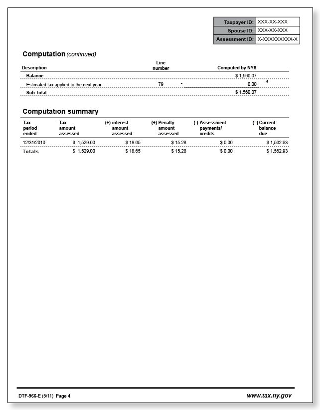 New York State Tax Bill – Sample 2 