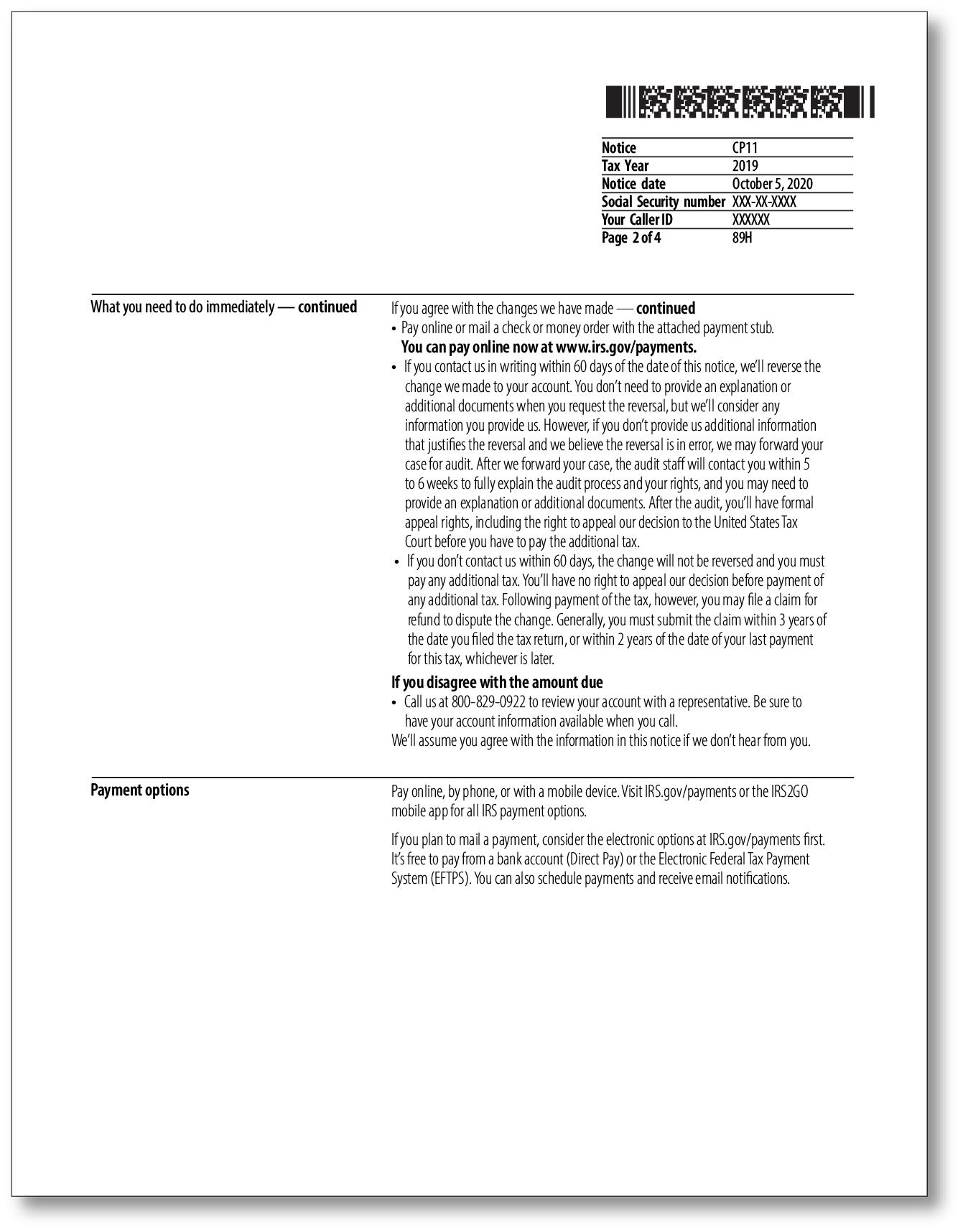 IRS Audit Letter CP11 – Sample 1