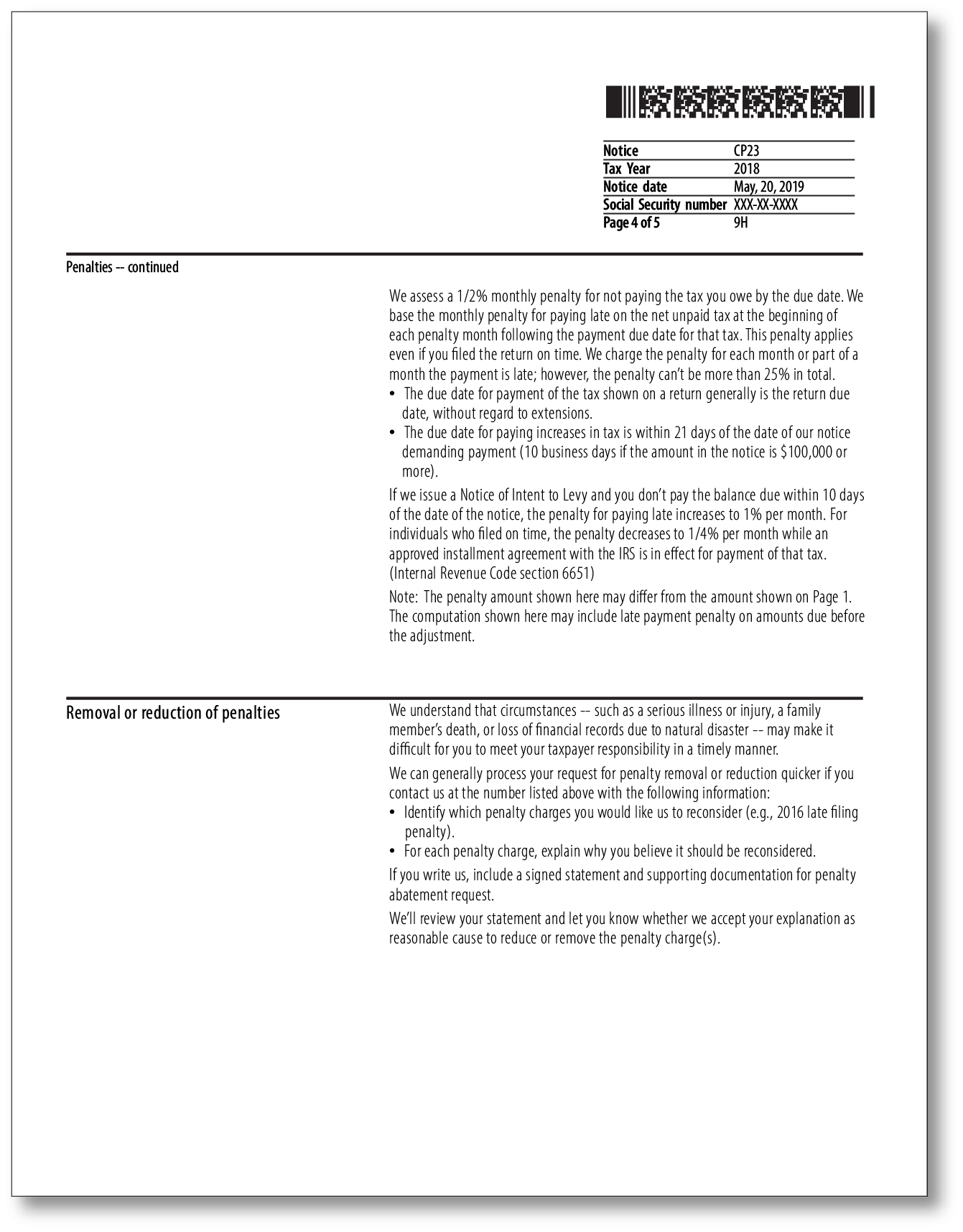 IRS Audit Letter CP23 – Sample 1