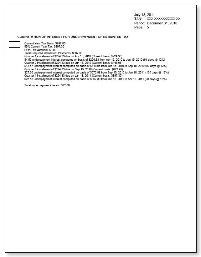 Wisconsin Notice of Amount Due – Sample 1 