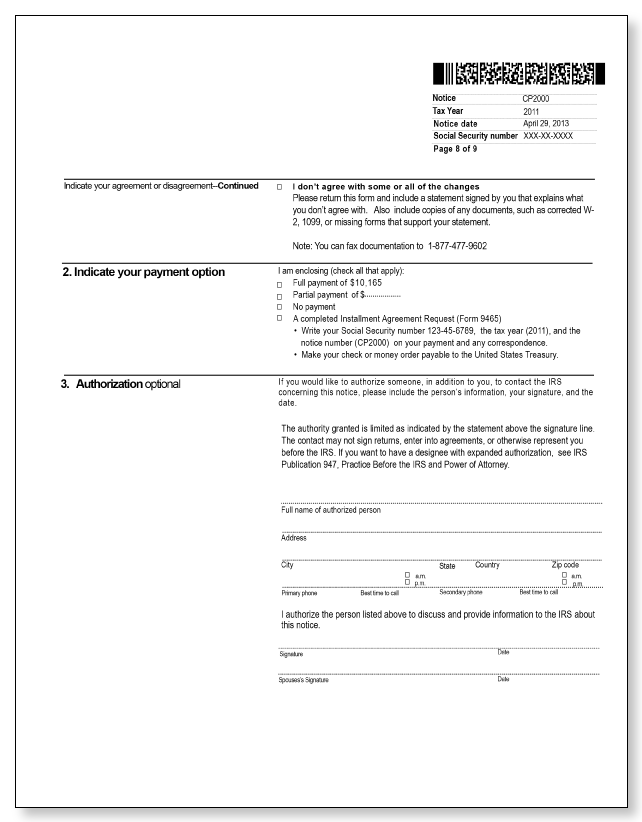 IRS Audit Letter CP2000 – Sample 4 