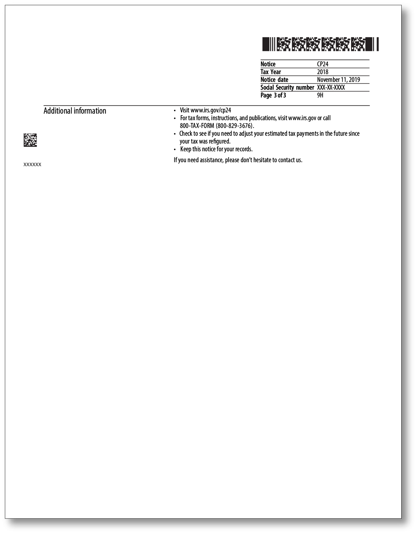 IRS Audit Letter CP24 – Sample 1