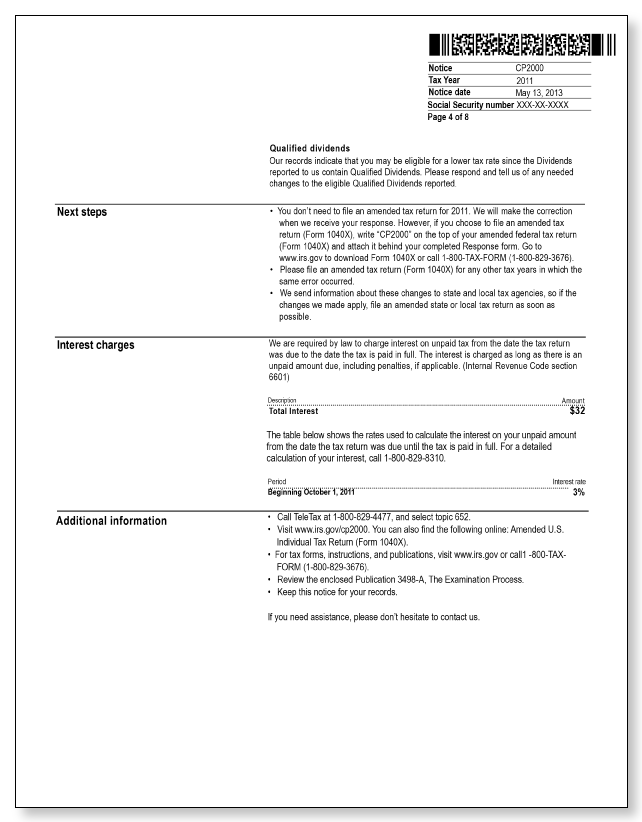 IRS Audit Letter CP2000 – Sample 2