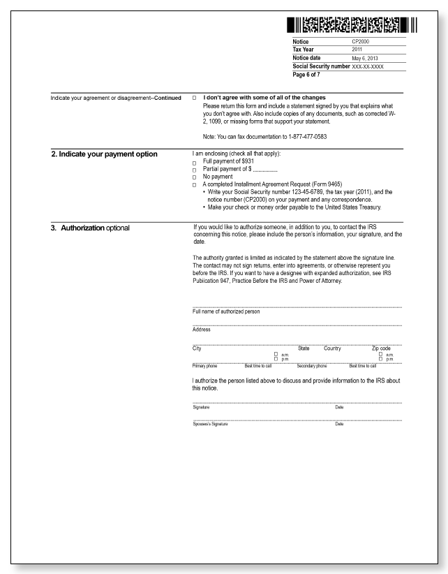 IRS Audit Letter CP2000 – Sample 3 