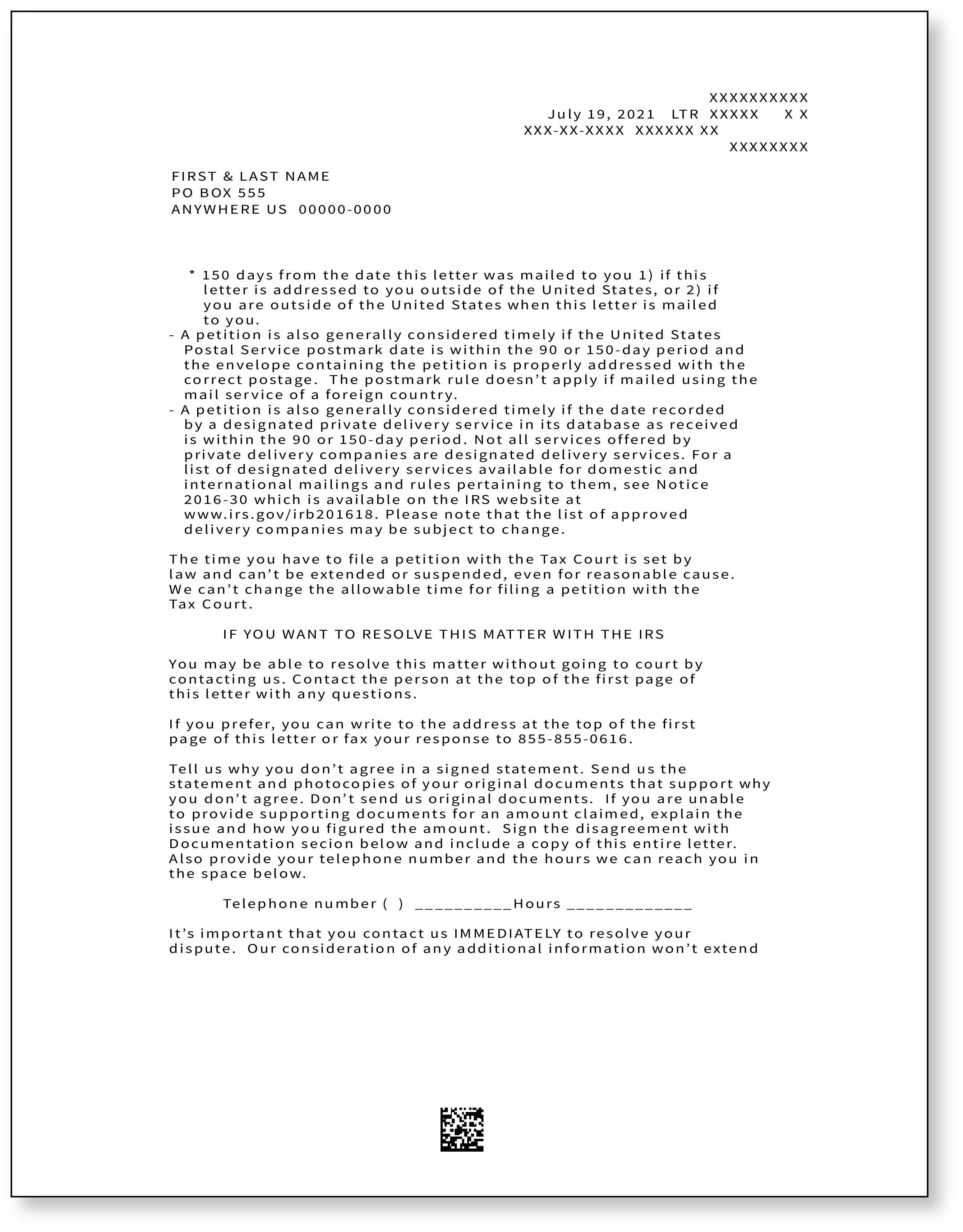 IRS Audit Letter 3219C – Sample 1