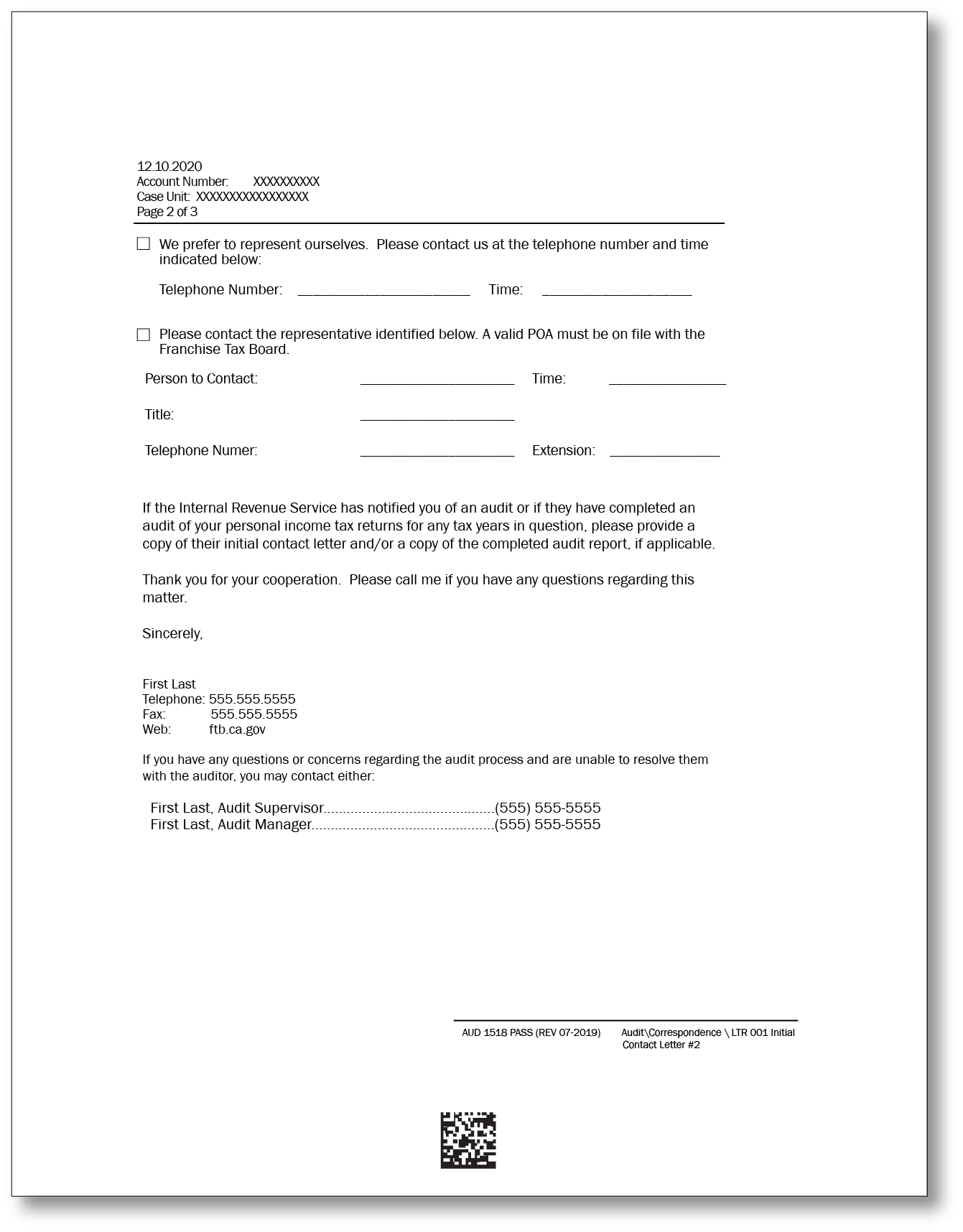 California AUD 1518 PASS – Sample 1