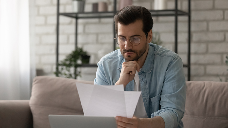 Man reading a notice