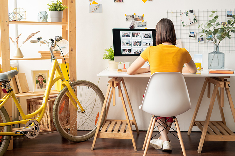 Woman working in her home office