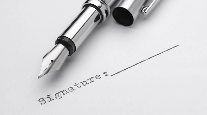 pen and signature line