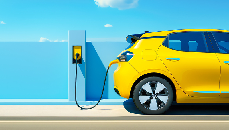 Yellow electric car