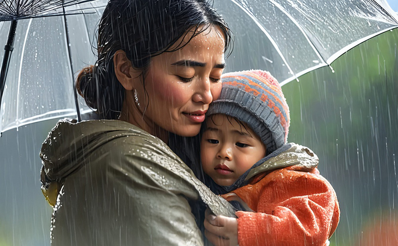 woman and child grieving