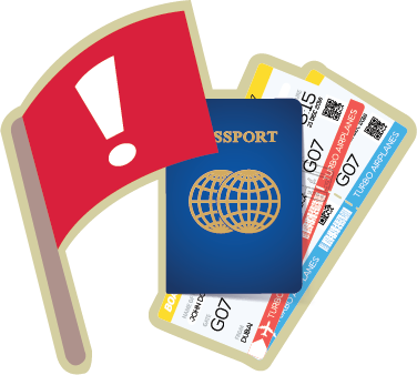 Red Flag, Passport, Airline Tickets