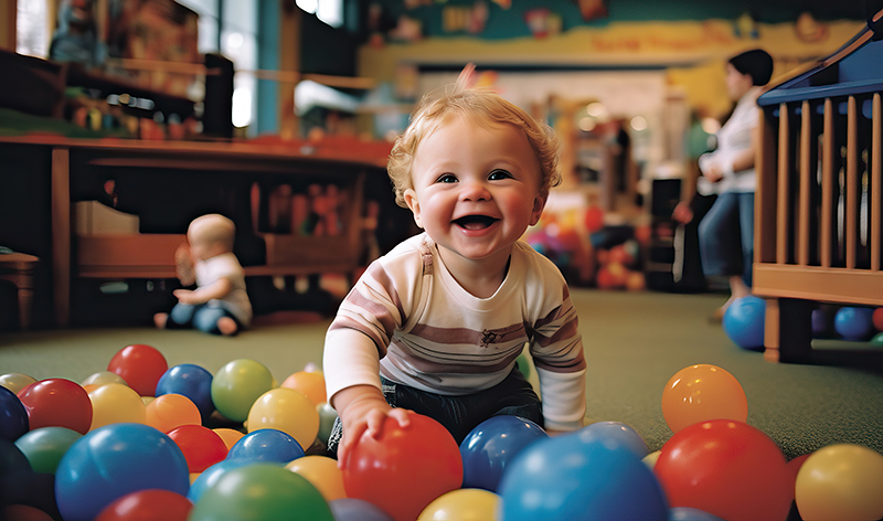 happy child in a daycare setting