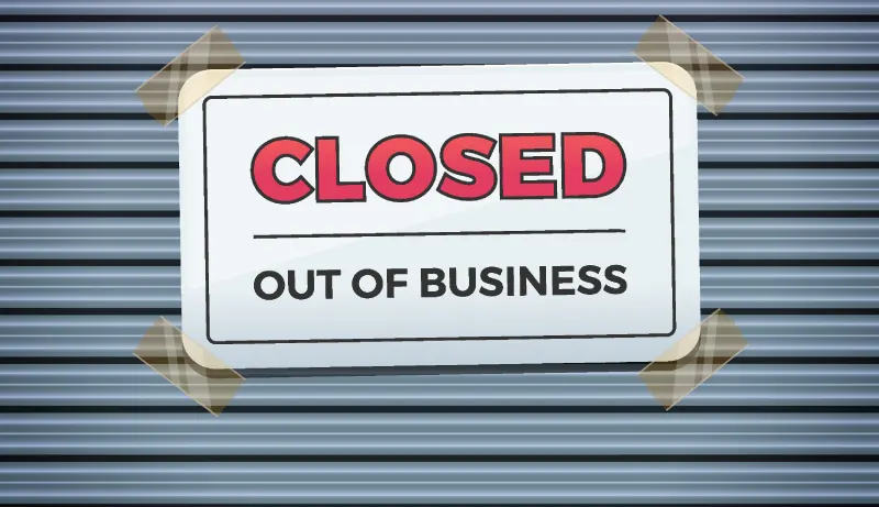closed - out of business sign