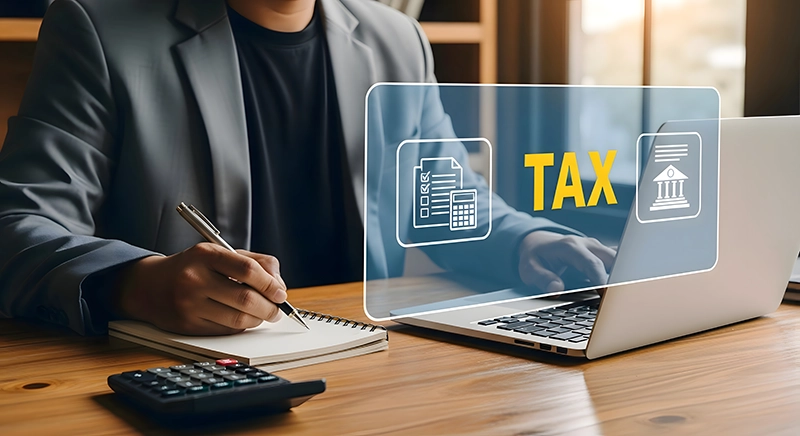 person filing his taxes on a computer