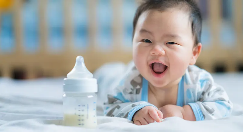 Baby with bottle