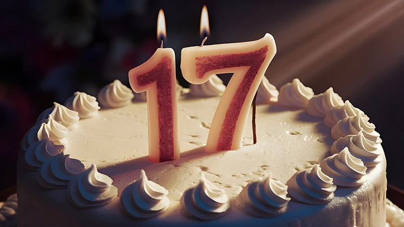 Birthday Cake with 17 Candles
